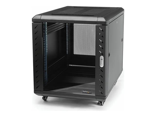 STARTECH.COM - Startech 15U 19" Server Rack Cabinet, 4 Post Adjustable Depth (6-32") Locking Knock Down Network/Computer Equipment Enclosure, Mobile with Glass Door & Casters, HP ProLiant ThinkServer - 15U Knock Down Rack (RK1536BKF) - rack - 15U