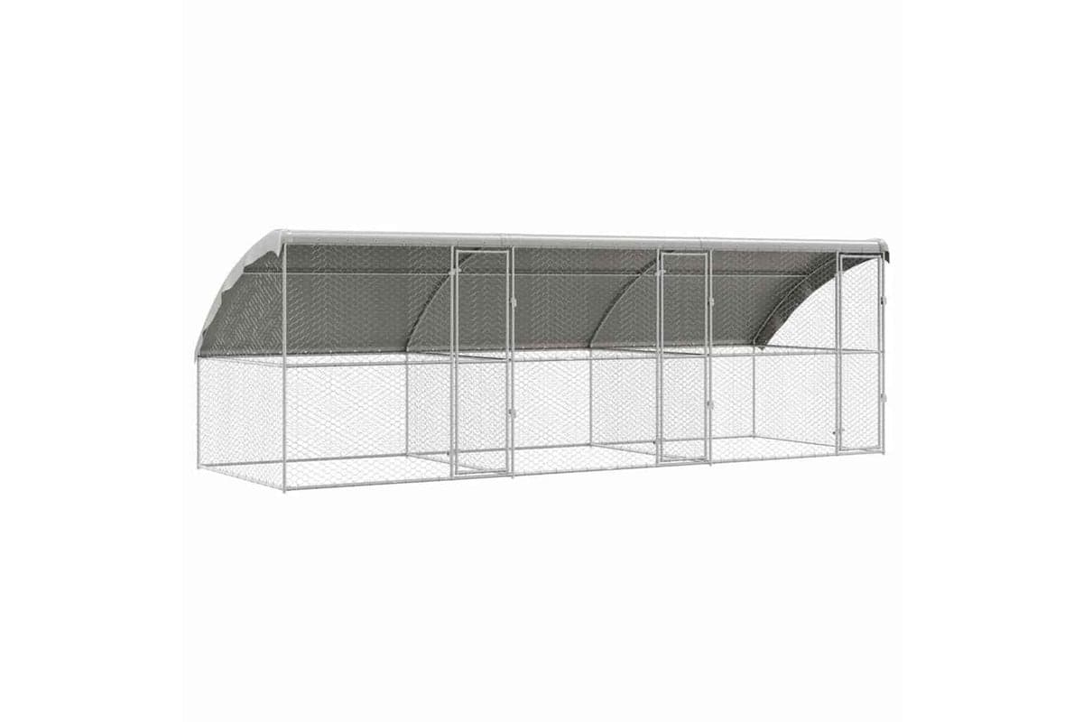 Vidaxl Dog Kennel With Storage 3 Pcs Silver 6 X 2 X 2 M Steel