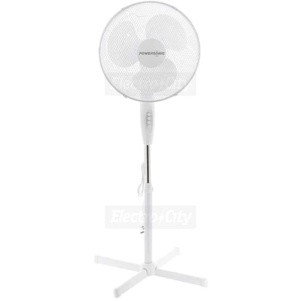 Powersonic 16 Inch 3 Speed Pedestal Fan with Oscillation | White