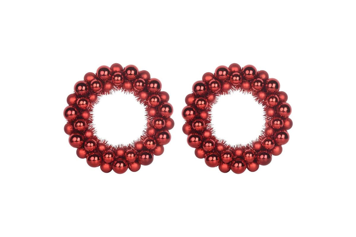 Vidaxl Christmas Ball Wreathes 2 Pcs Red 33 X 33 X 7 Cm Polystyrene