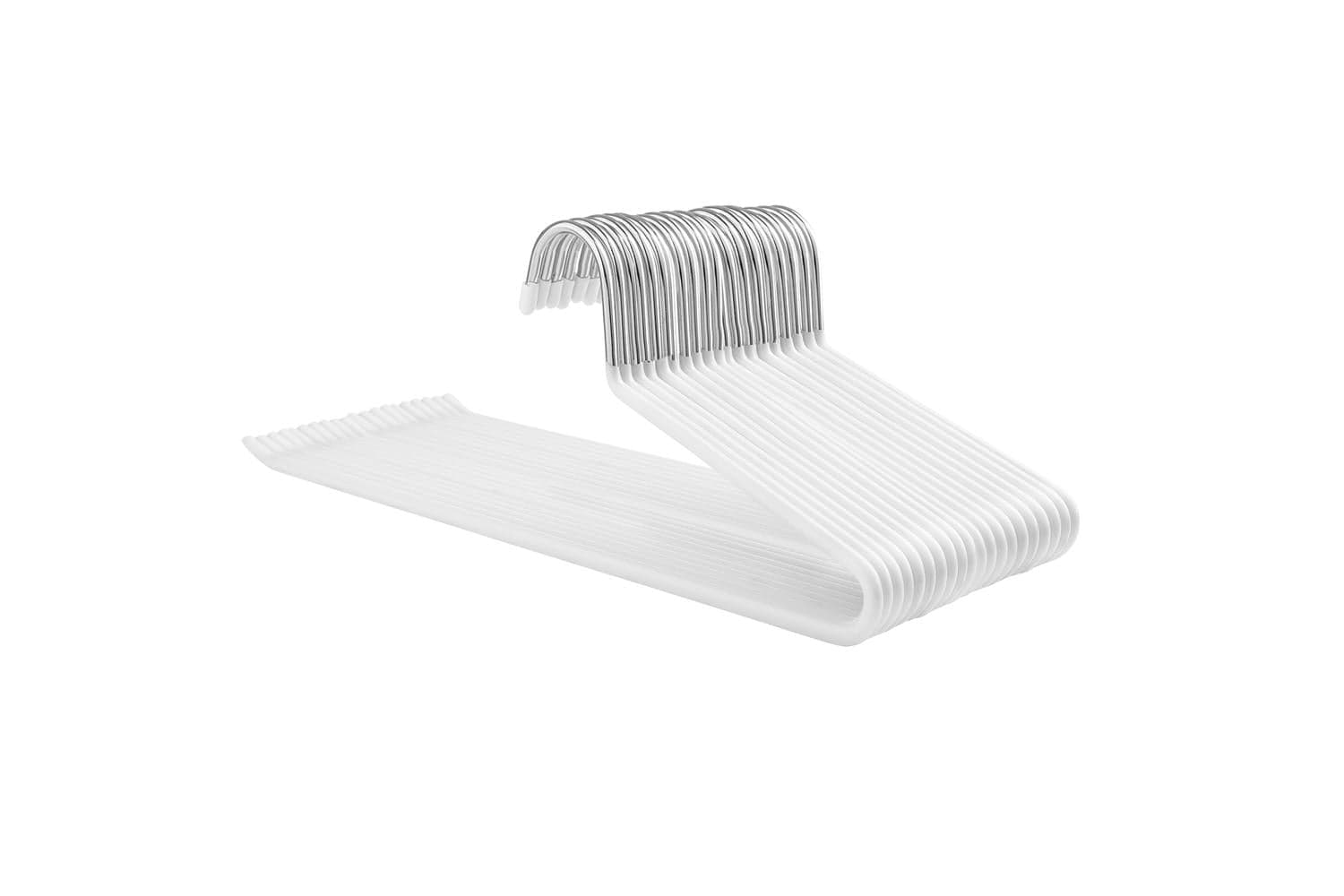 Trouser Hangers Set Of 20 | Open-ended Non-slip Metal Slack Hangers | Cloud White | 38 X 13 X 0.5 Cm