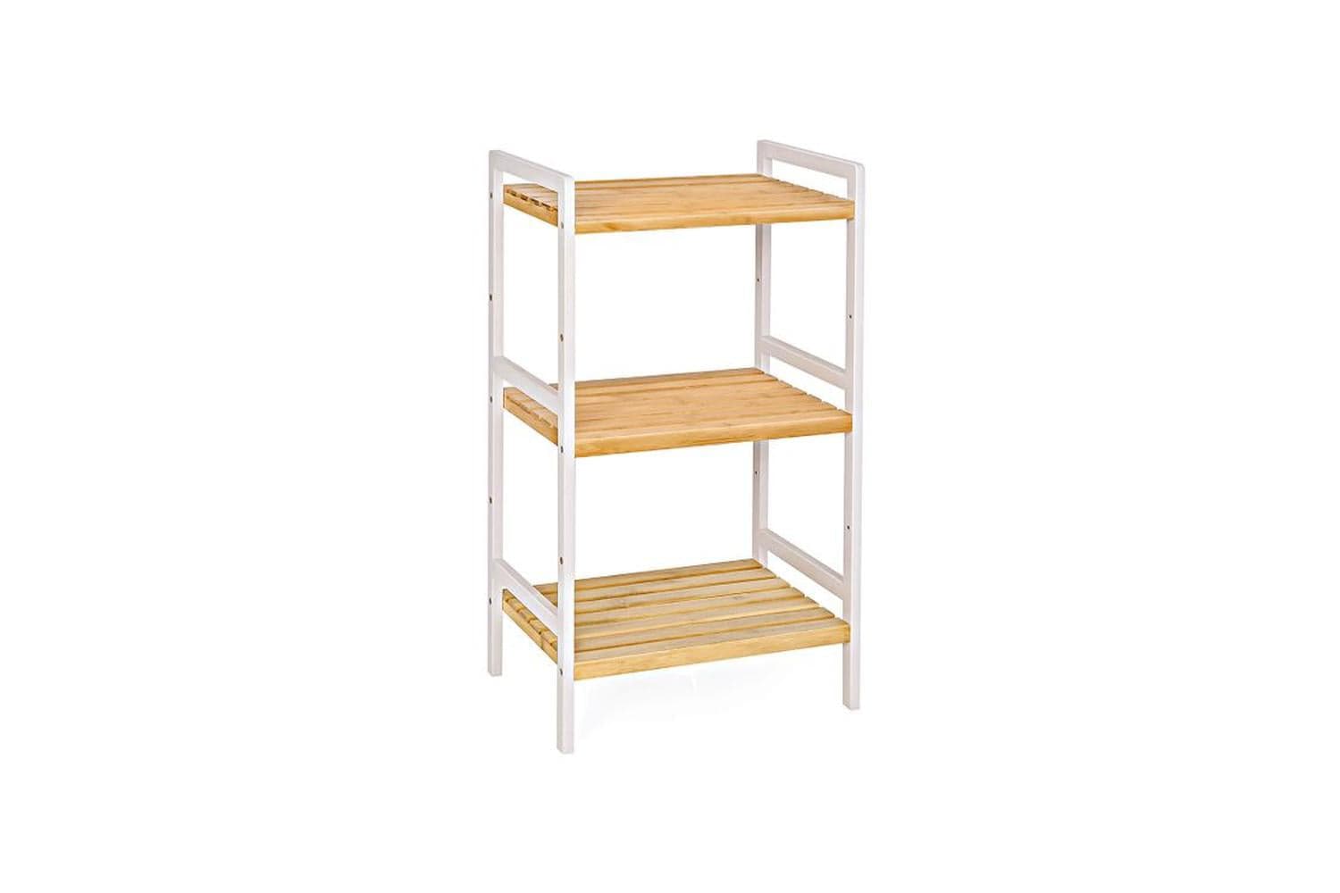 Songmics BCB73Y Standing Shelf Made of Bamboo | Natural & White