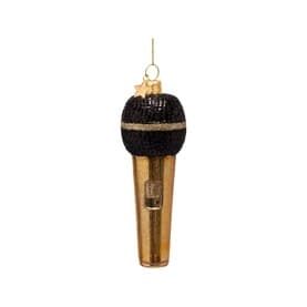 Shiny Gold Microphone Glass Tree Decoration 13cm