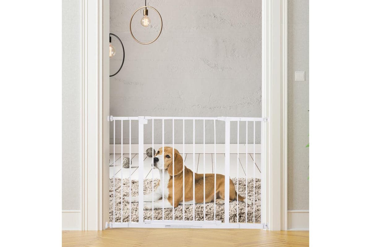 PawHut D06-058 Pressure Fitted Dog Safety Gate | White