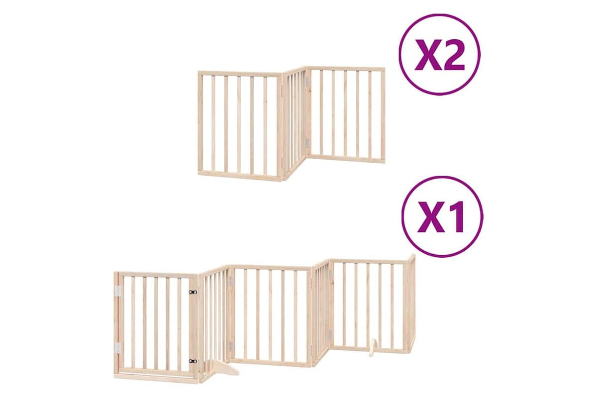 Vidaxl Dog Gate With Door Foldable 12 Panels 600 Cm Poplar Wood