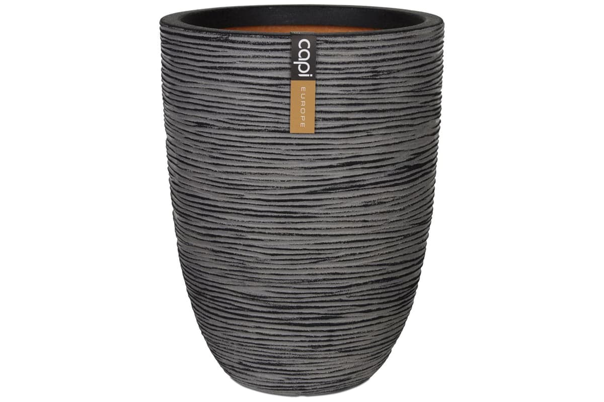 Capi 424230 Vase Nature Rib Elegant Low 46x58 Cm Anthracite Kofz783