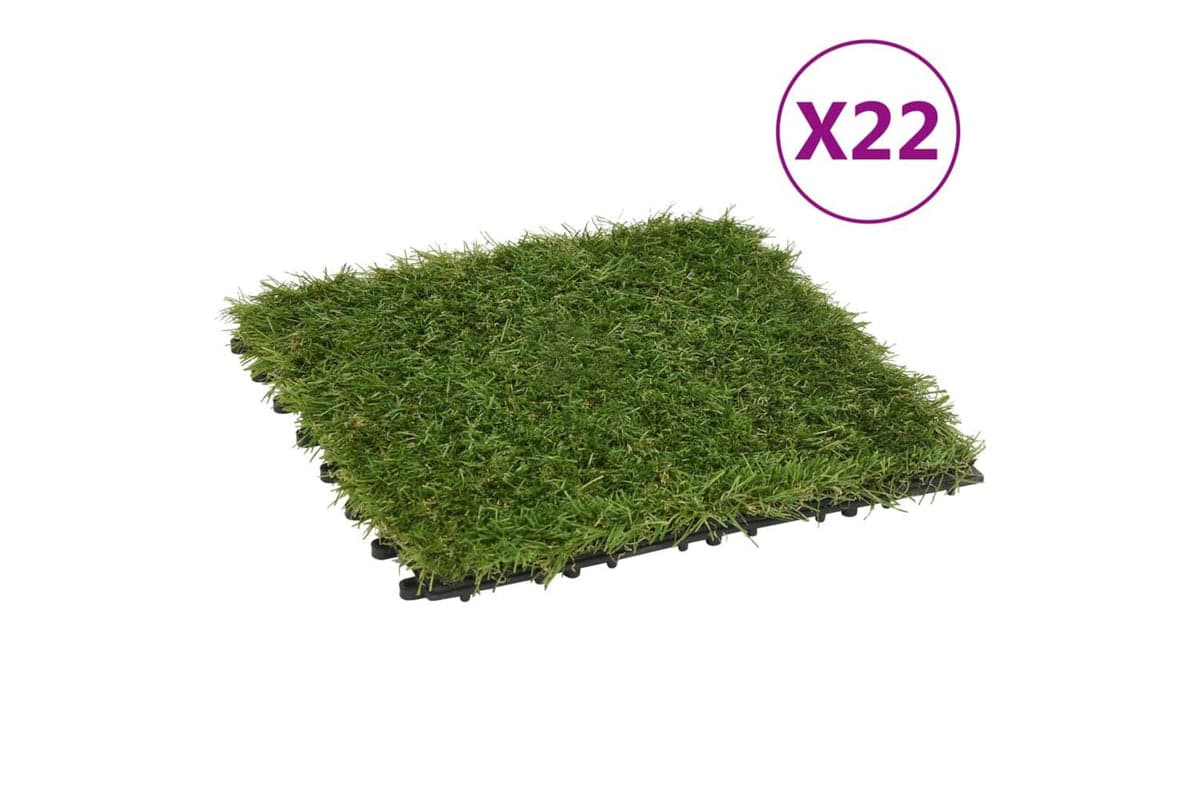 Artificial Grass Tiles 22 Pcs Green 30x30 Cm