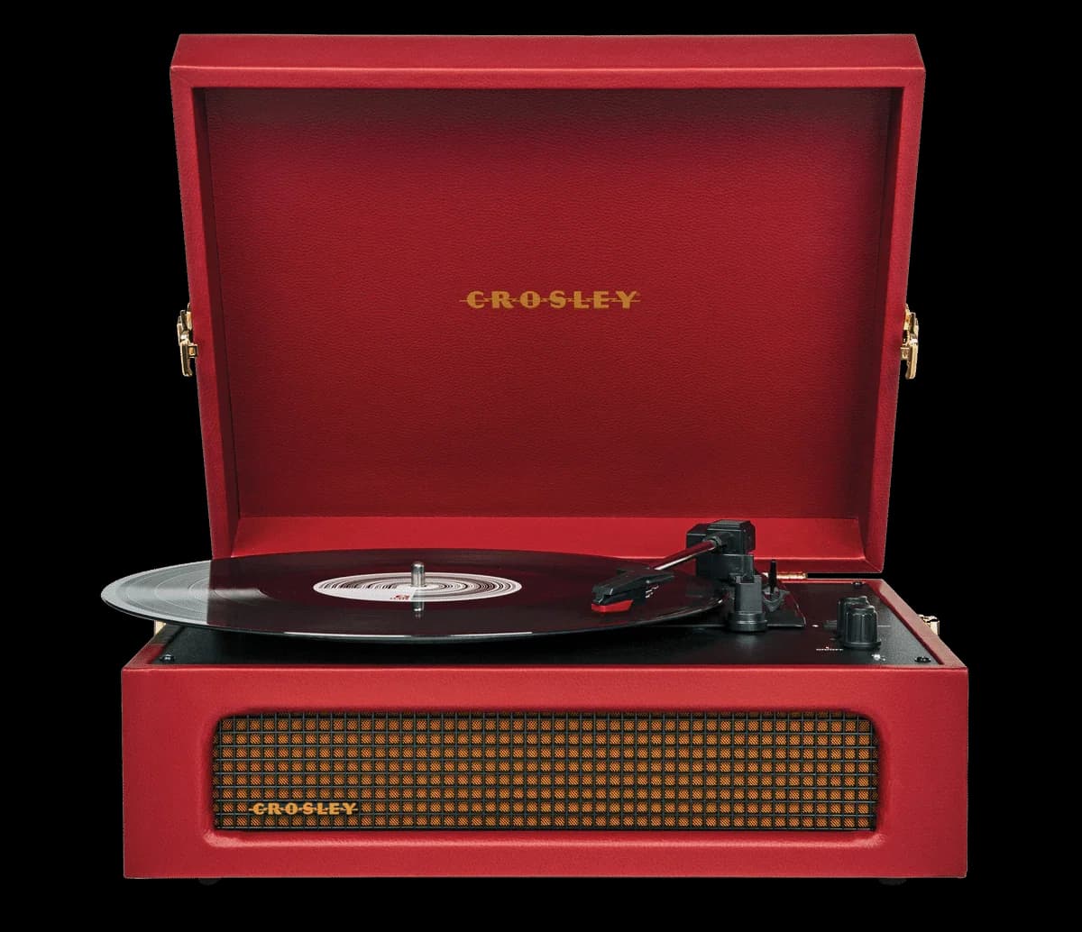 Crosley Voyager Vintage Portable Turntable with Bluetooth and Built-In Speakers | Burgundy Red