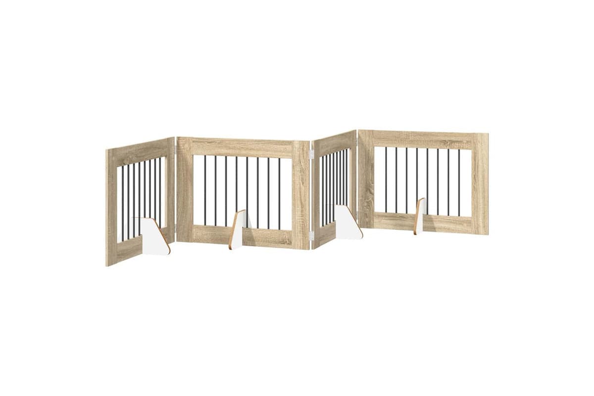 Vidaxl Foldable Dog Gate With Stands 4 Pcs Sonoma Oak 321 Cm