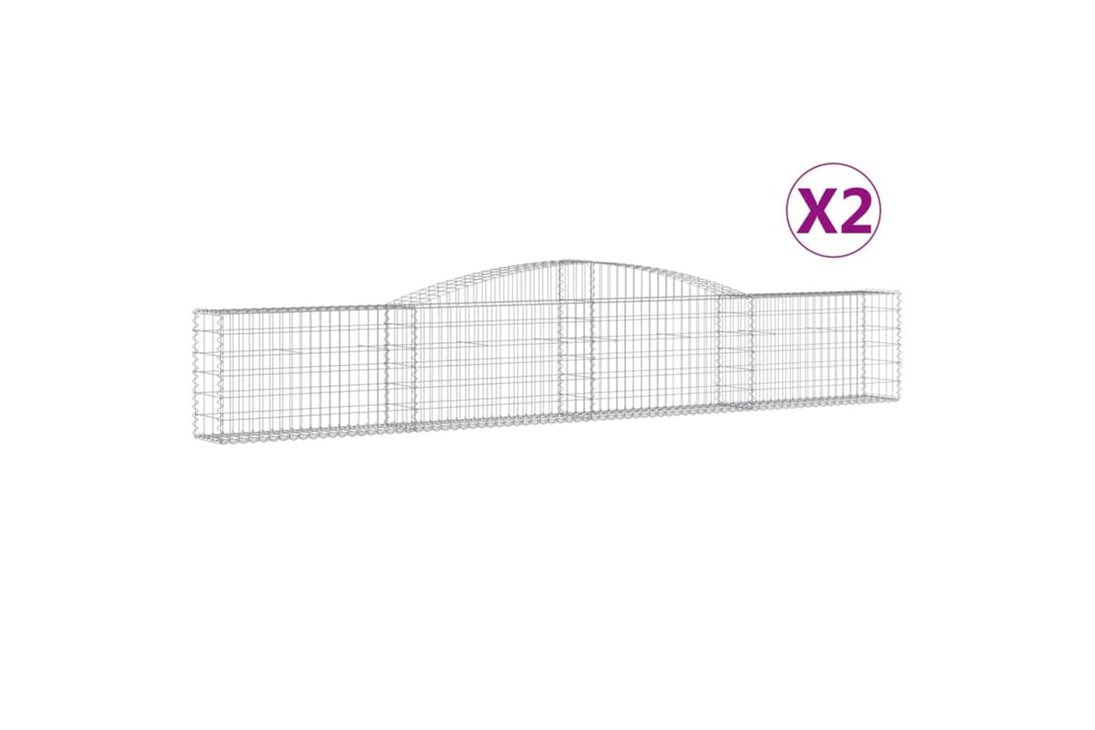 vidaXL 3146840 Arched Gabion Baskets 2 Pcs 400x30x60/80cm Galvanised Iron