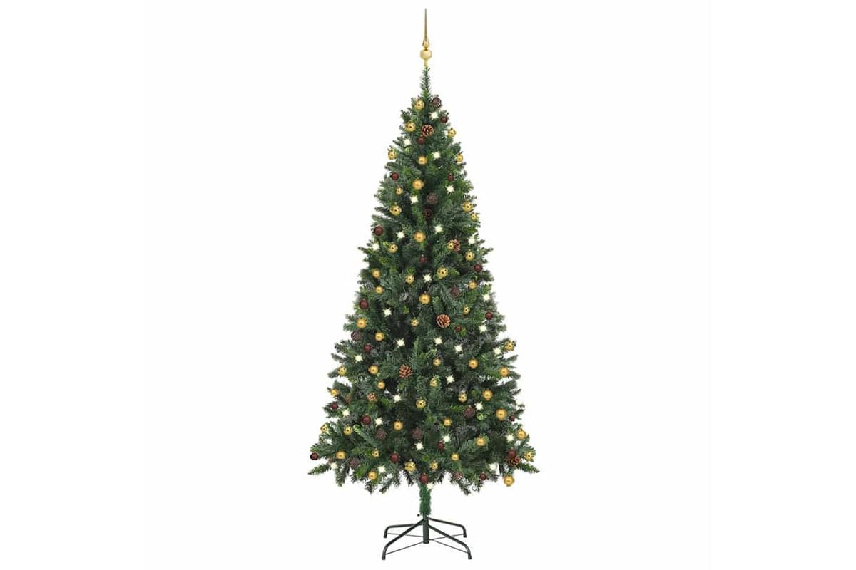 Vidaxl Artificial Pre-lit Christmas Tree With Ball Set Green 210 Cm