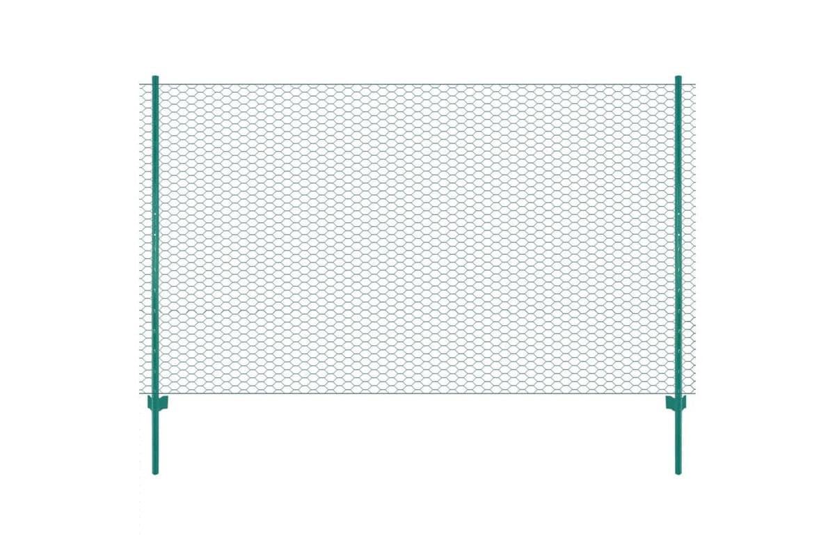 Vidaxl 144606 Wire Mesh Fence With Posts Steel 25x1.5 M Green
