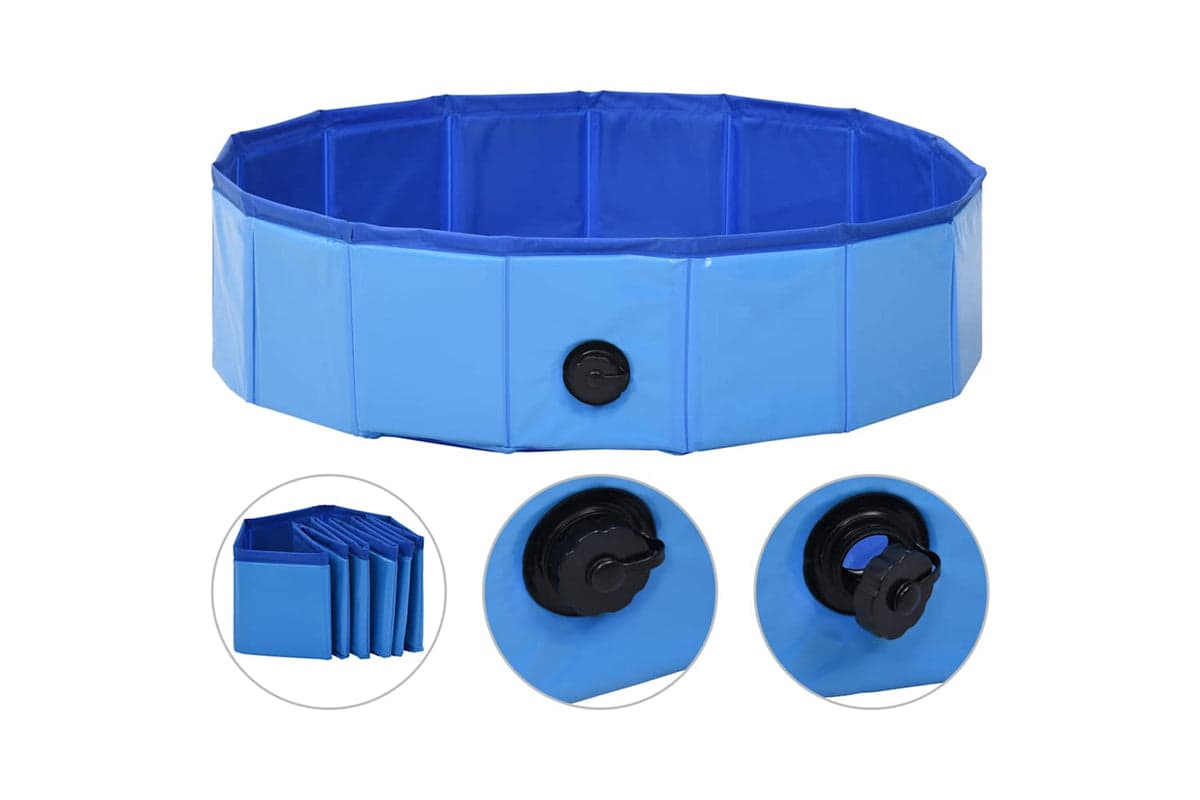 vidaXL 170825 Foldable Dog Swimming Pool Blue 80x20cm Pvc