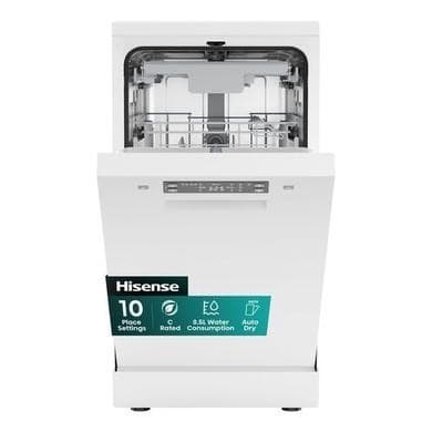 Hisense Freestanding Slimline Dishwasher - Auto Dry C-Rated White