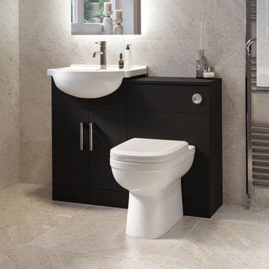 1060mm Black Toilet and Sink Unit with Round Toilet - Classic