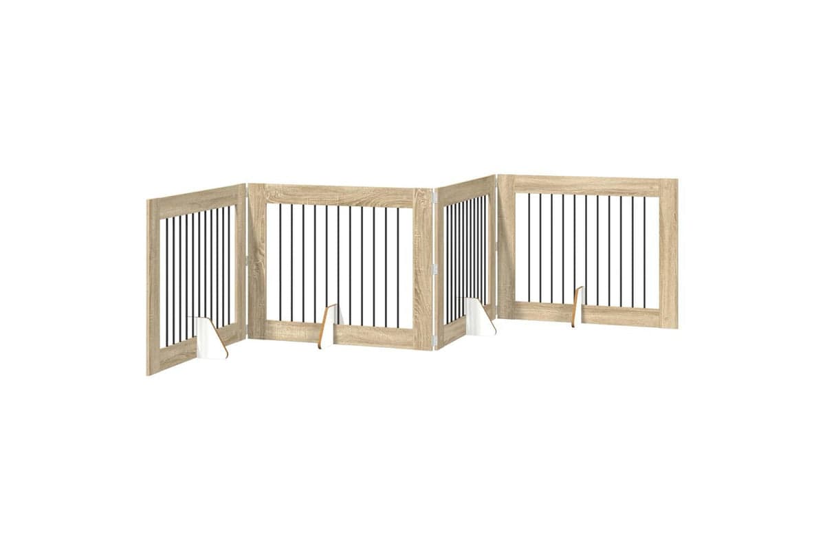 Vidaxl Foldable Dog Gate With Stands 4 Pcs Sonoma Oak 401 Cm