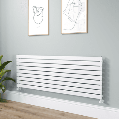 Riace Linea White Flat Designer Radiator 630x1800mm Single Panel 4266 BTU - Horizontal Bars