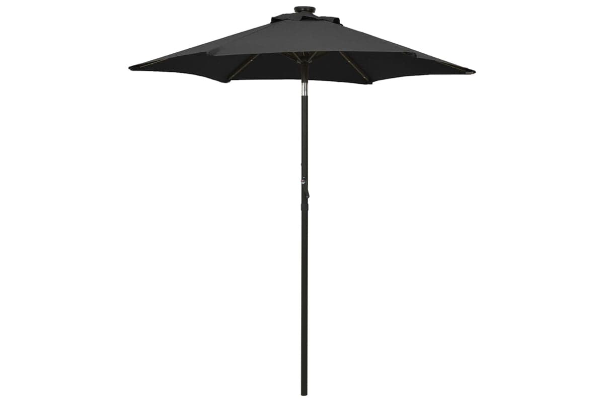 Vidaxl 313563 Parasol With Led Lights Black 200x211 Cm Aluminium