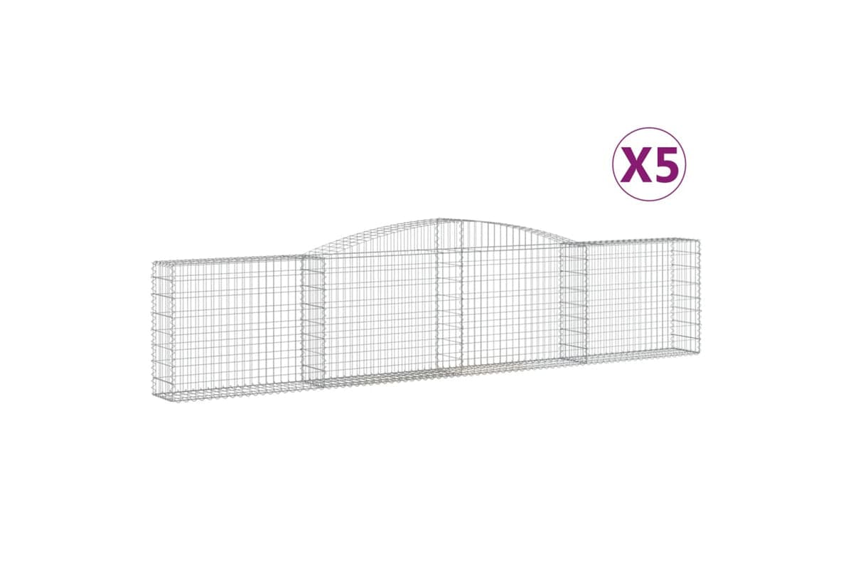vidaXL 3146856 Arched Gabion Baskets 5 Pcs 400x30x80/100cm Galvanised Iron