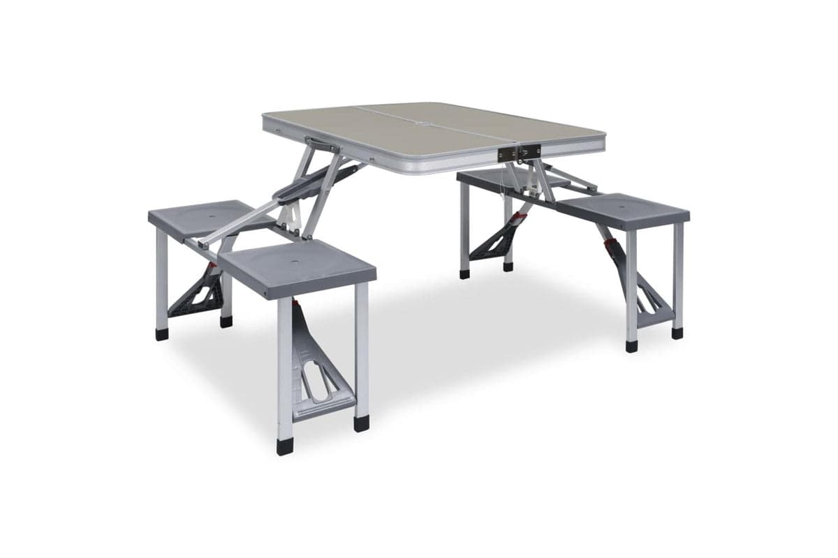 Vidaxl 47686 Folding Camping Table With 4 Seats Steel Aluminium