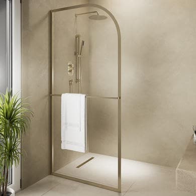 Brass - Curved Glass Shower Screen for Wetroom & Walk In Shower - Raya