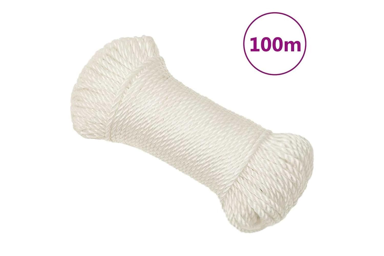 vidaXL 153042 Work Rope White 6mm 100 M Polypropylene