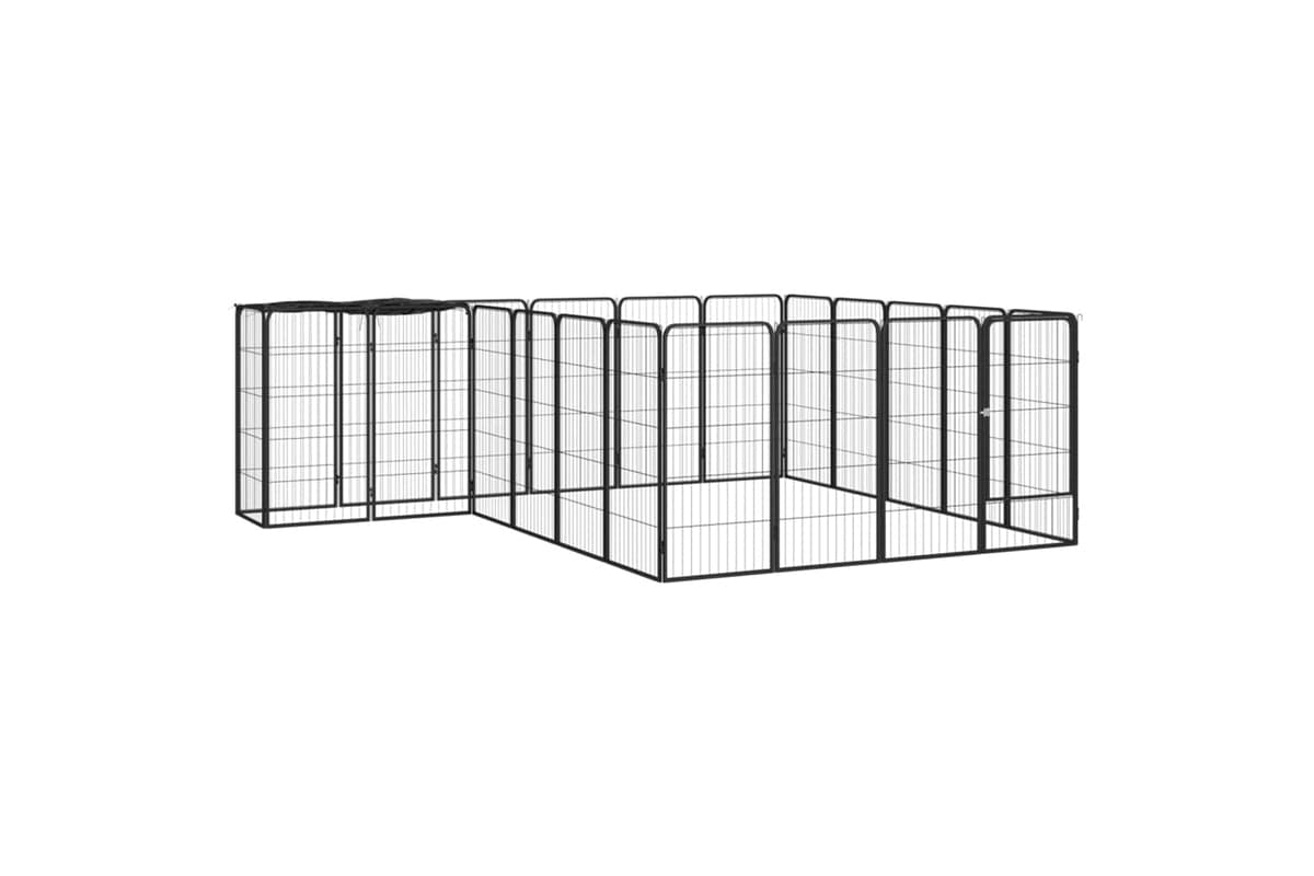 vidaXL 3115951 22-panel Dog Playpen Black 50x100cm Powder-coated Steel