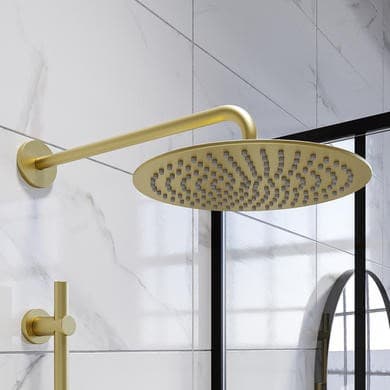 250mm Shower Head and Wall Arm Brushed Brass