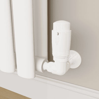 Elego White Modern TRV Corner Thermostatic Radiator Valves With Lockshield