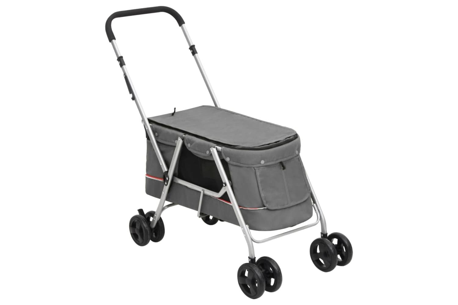 vidaXL 172203 Folding Dog Stroller Grey 100x49x96cm Linen F