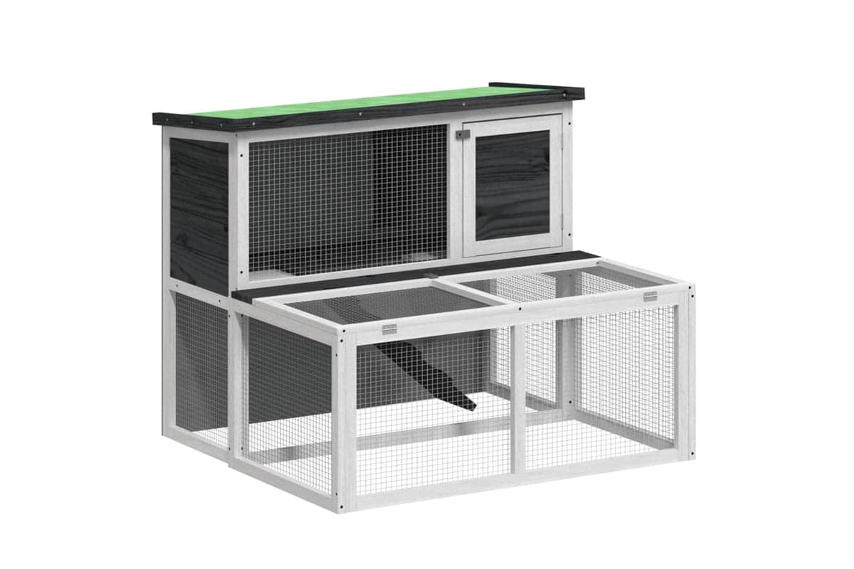 vidaXL 172284 Rabbit Hutch Grey 102x90x84.5cm Solid Wood Pine