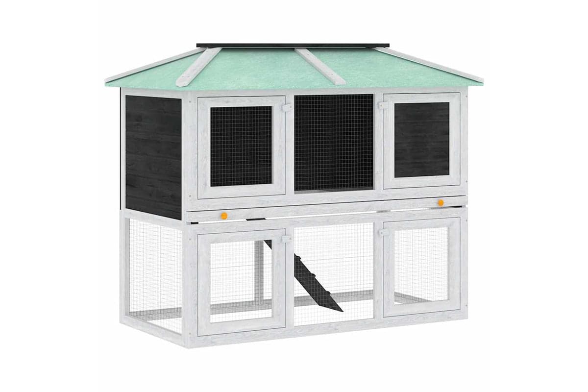 Vidaxl 170344 Animal Rabbit Cage Double Floor Wood