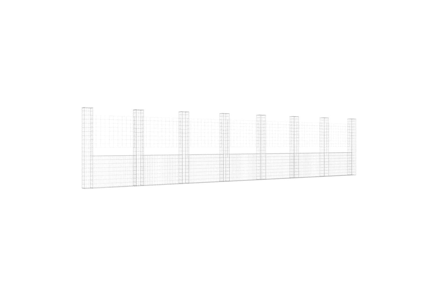 vidaXL 151295 U-shape Gabion Basket With 8 Posts Iron 860x20x200cm