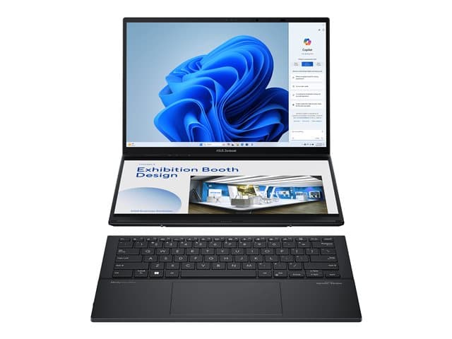 ASUSTEK - ASUS ZenBook Duo UX8406CA-QL289W - Dual screen / 180-degree hinge design / detachable keyboard - Intel Core Ultra 9 - 285H / up to 5.4 GHz - Win 11 Home - Arc Graphics 140T - 32 GB RAM - 2 TB SSD NVMe - 14" OLED touchscreen 2880 x 1800 (3K) @ 120 Hz - Wi-