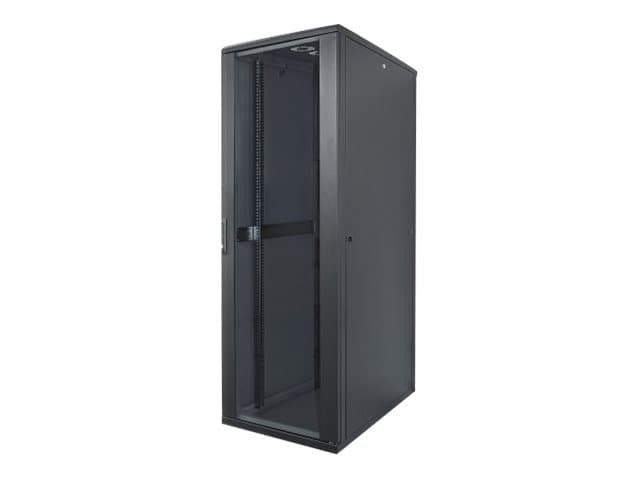 INTELLINET - Network Cabinet, Free Standing (Standard), 36U, Usable Depth 123 to 573mm/Width 703mm, Black, Flatpack, Max 1500kg, Server Rack, IP20 rated, 19", Steel, Multi-Point Door Lock, One Lock Per Side Panel, Three Year Warranty - rack - 36U
