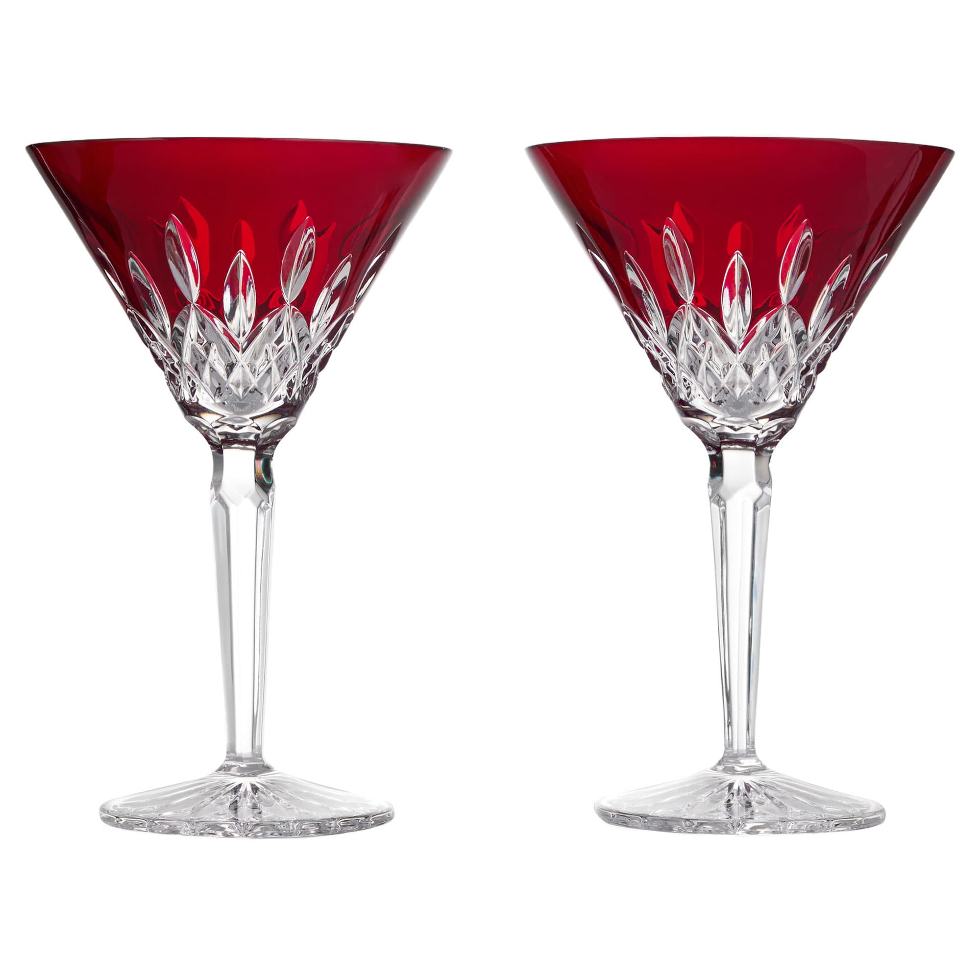 Lismore Red Martini Glass, Set of Two