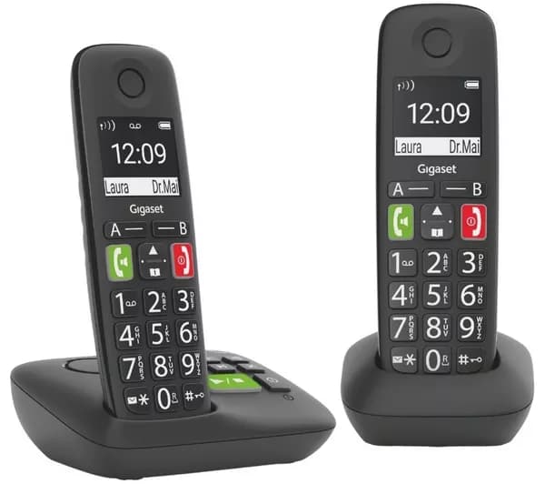GIGASET E290A Cordless Phone - Twin Handsets, Black