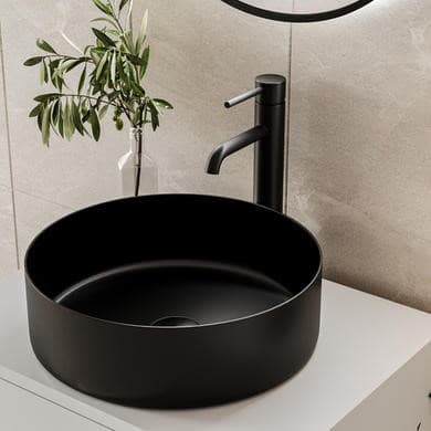 ONLY OPENED - Stainless Steel Black Round Countertop Basin 400mm - Zorah