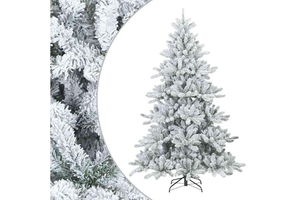Vidaxl Artificial Hinged Christmas Tree Snow Flocked White 210 Cm