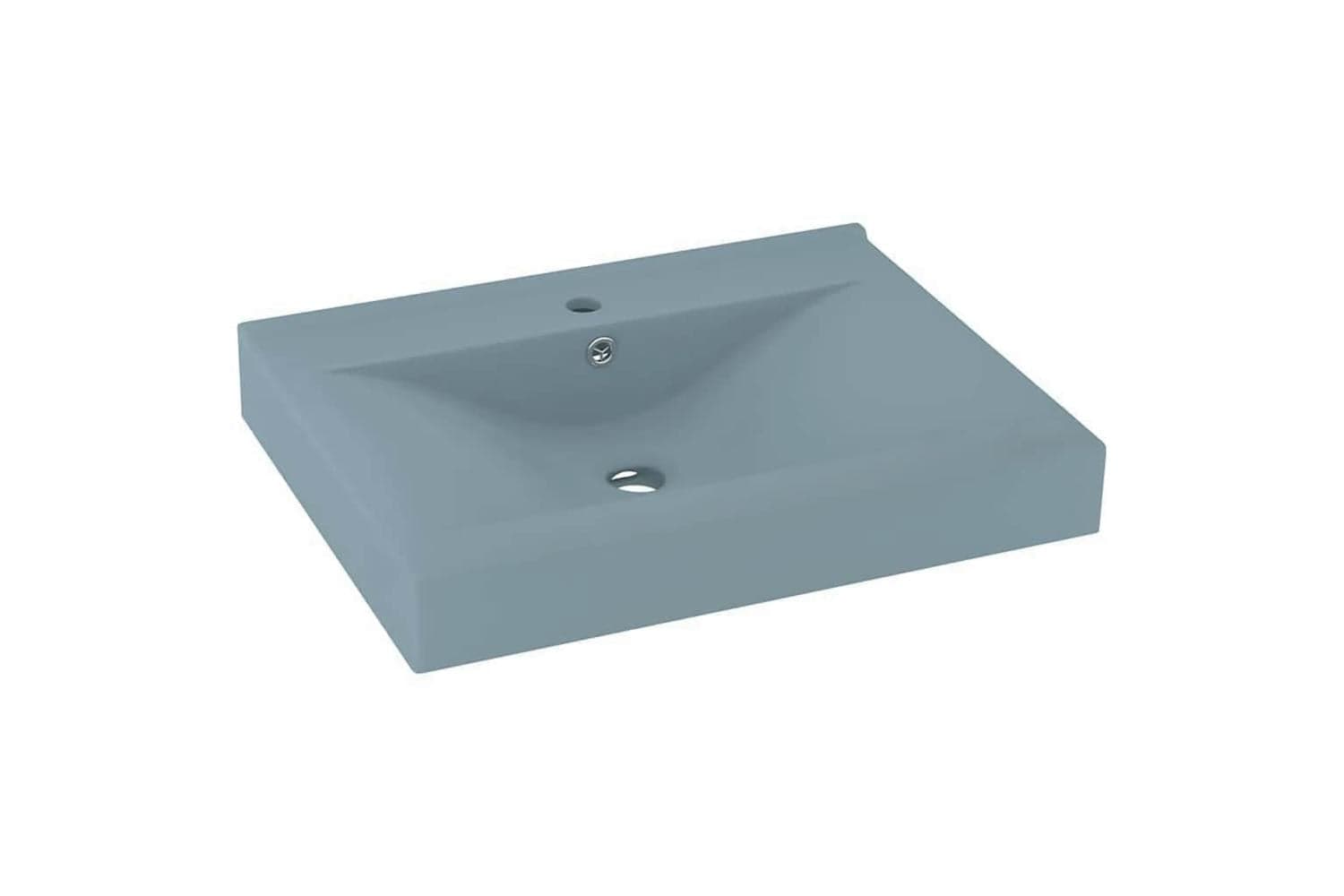 vidaXL 147022 Luxury Basin With Faucet Hole Matt Light Blue 60x46cm Ceramic