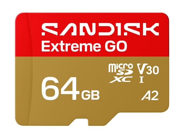 SANDISK - Extreme Go - Flash memory card - 64 GB - A2 / Video Class V30 / UHS-I U1 - microSDHC UHS-I