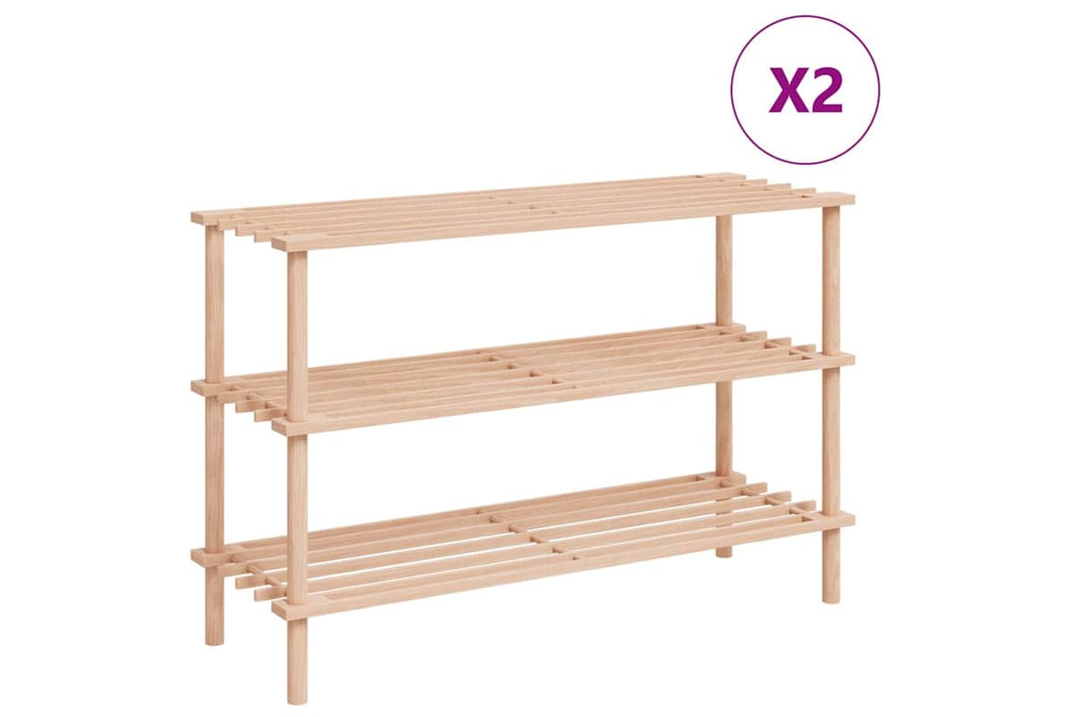 Vidaxl 241065 3-tier Shoe Racks 2 Pcs Solid Fir Wood