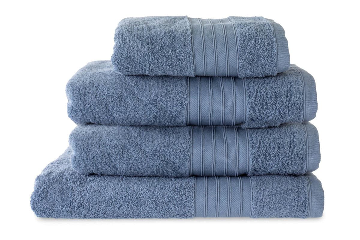 Cotton Terry Towel Set (Hand + 2 Bath Towels + Bath Sheet) - Denim