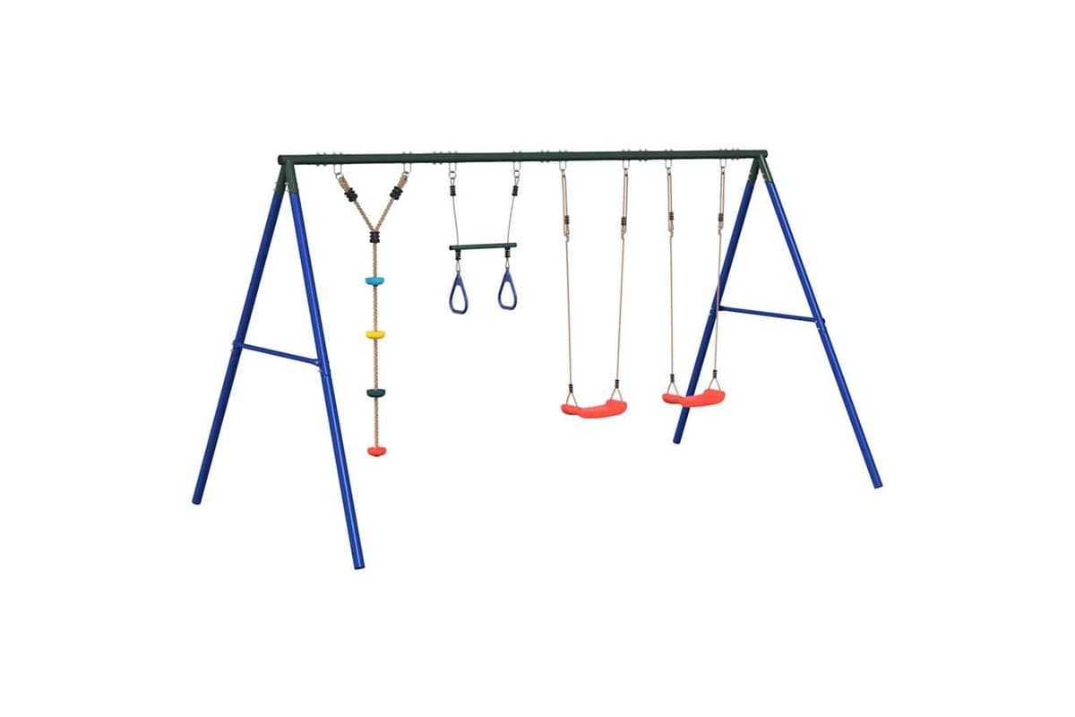 vidaXL 3283626 Outdoor Swing Set With Swings. Trapeze. Disc Swing