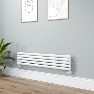 Sorrento Linea White Oval Designer Radiator 295x1400mm Single Panel 1659 BTU - Horizontal Bars