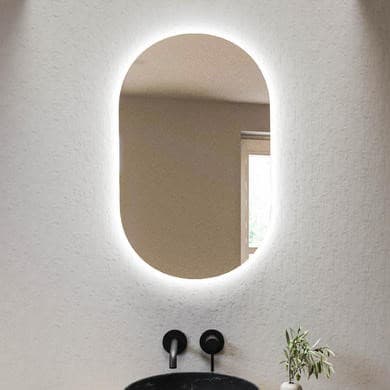 Oval Backlit Heated Bathroom Mirror with Lights 500 x 800mm - Irena