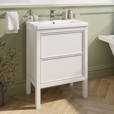 600mm White Freestanding Vanity Unit with Basin - Avebury