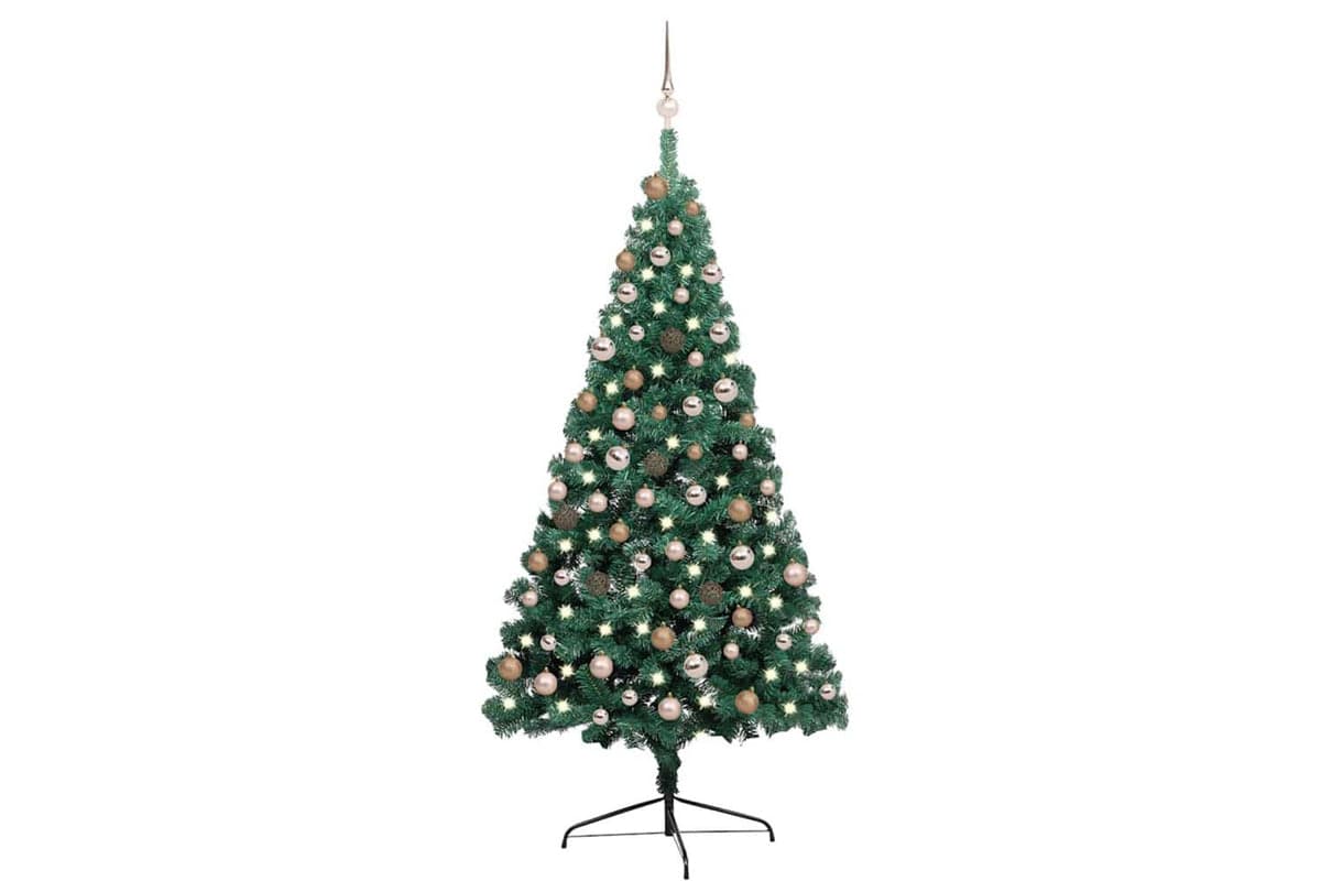 Vidaxl Artificial Half Pre-lit Christmas Tree Ball Set Green 180 Cm