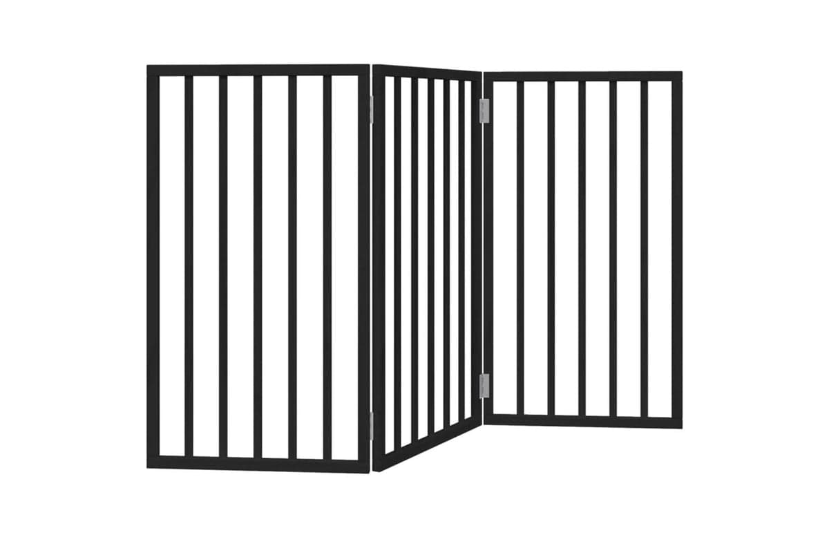 Vidaxl Dog Gate Foldable 3 Panels Black 150 Cm Poplar Wood