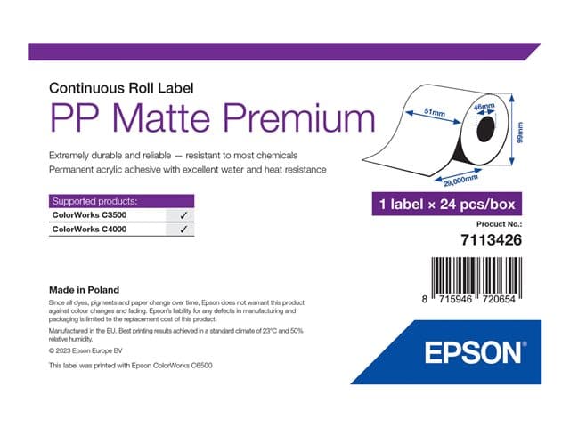 EPSON - Premium - continuous labels - matte - Roll (5.1 cm x 29 m)